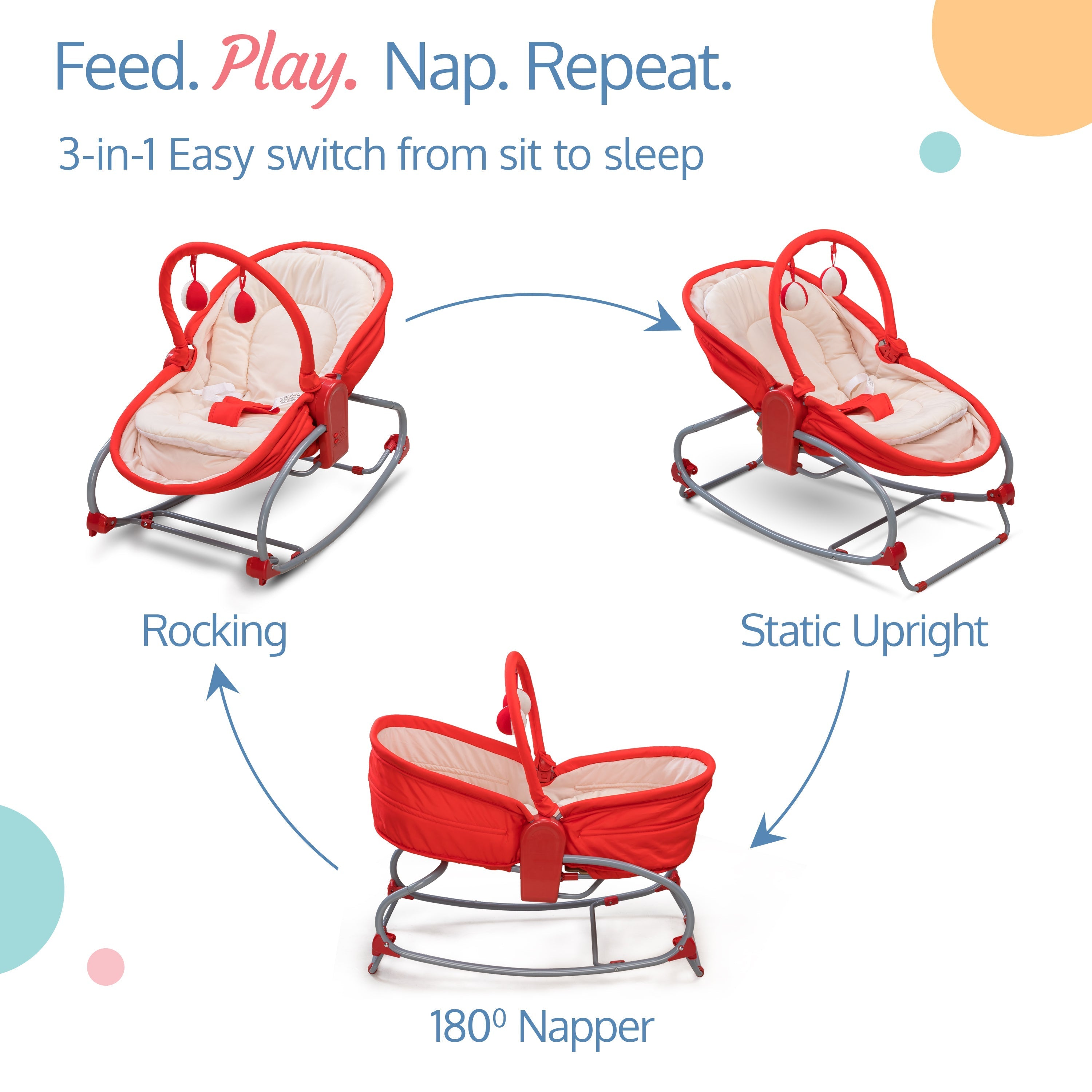 Buy 3 in 1 Baby Rocker Napper Red Online at Best Price Luvlap Store