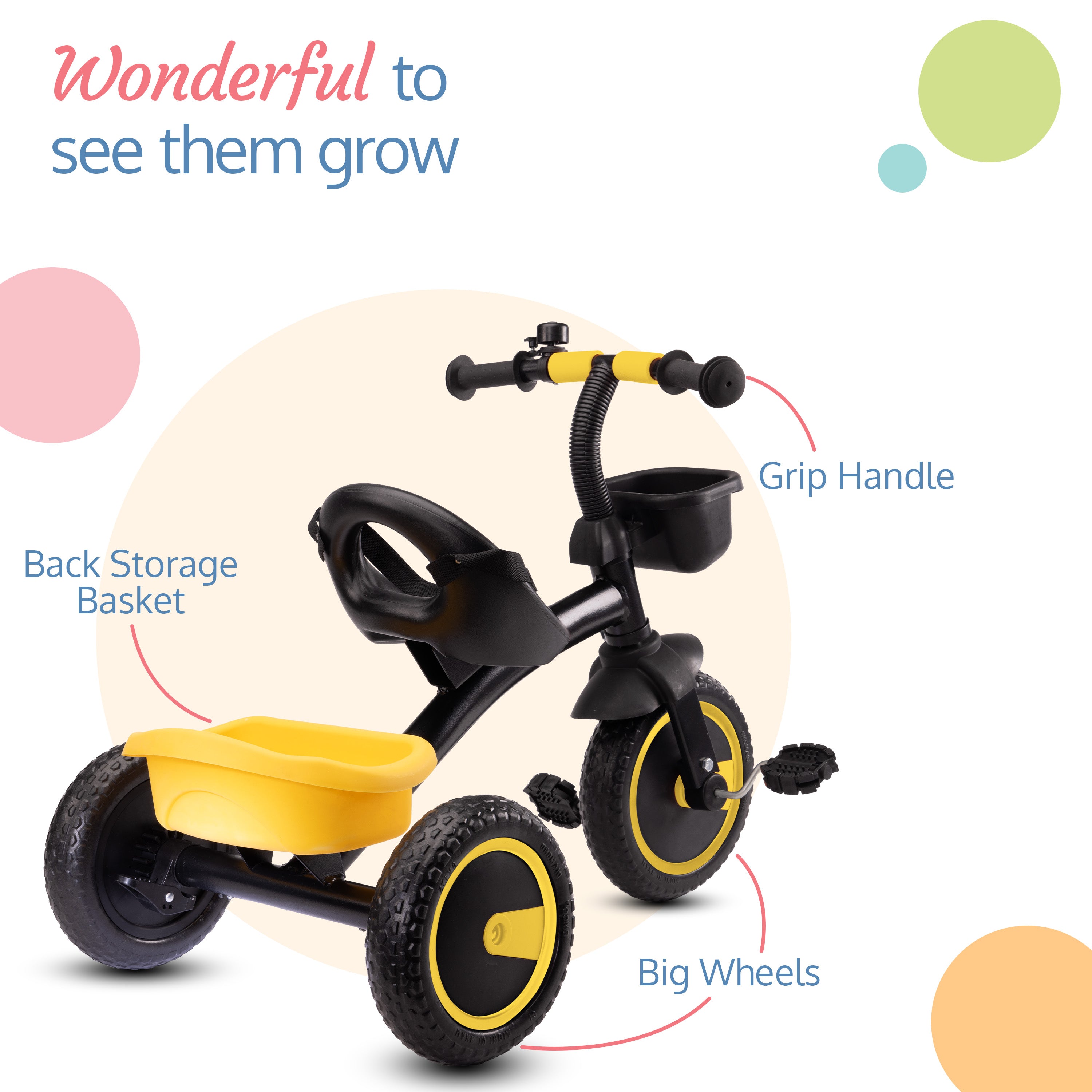 Joy Baby Cycle Tricycle for Kids Yellow Luvlap Store