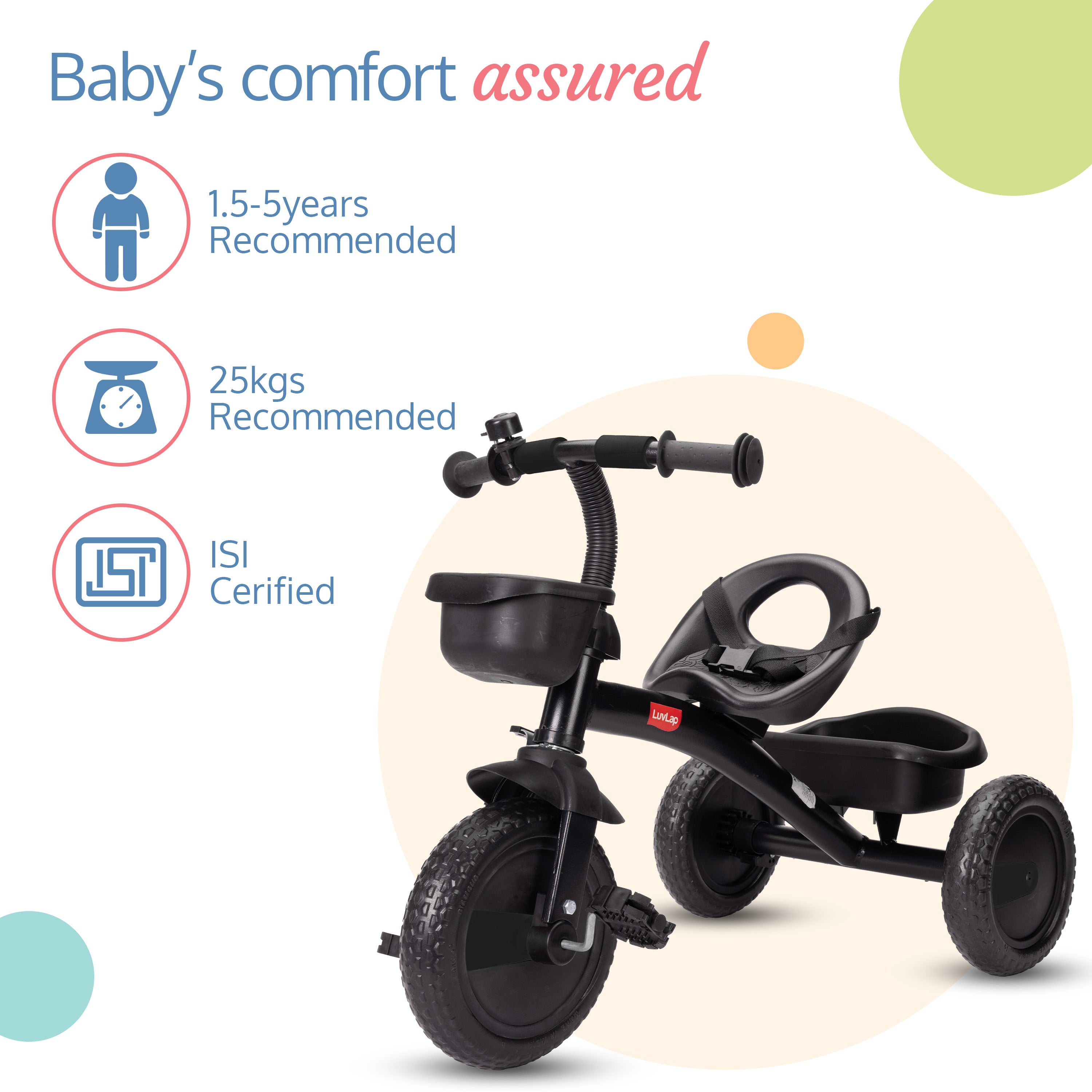 Joy Baby Cycle Tricycle for Kids Black Luvlap Store