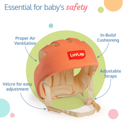 LuvLap Baby Safety Helmet - Essential Safety Gear for 6+ Months to 3 Years | Toddler Head Protector - Orange