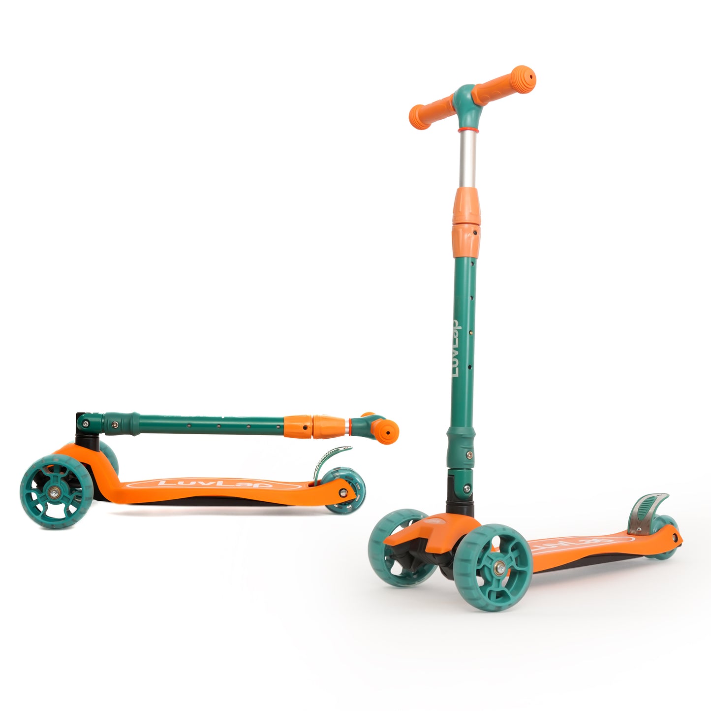 Joy Scooter for Kids- Toddler 3-Wheel Kick Scooter with LED Lights | Stable First Ride for 3-10 Year | Adjustable Height & Easy-Grip Handlebars | Fun Outdoor Gear for Kids, Green & Orange