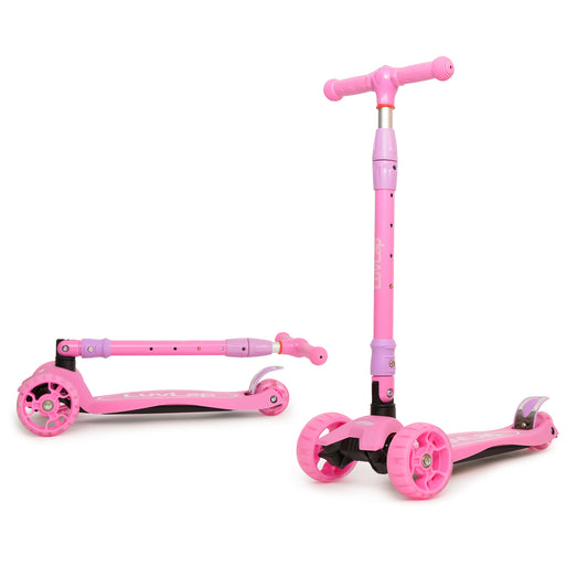 Joy Scooter for Kids- Toddler 3-Wheel Kick Scooter with LED Lights | Safe & Stable First Ride for 3-10 Year Olds | Adjustable Height & Easy-Grip Handlebars | Fun Outdoor Gear for Kids, Pink