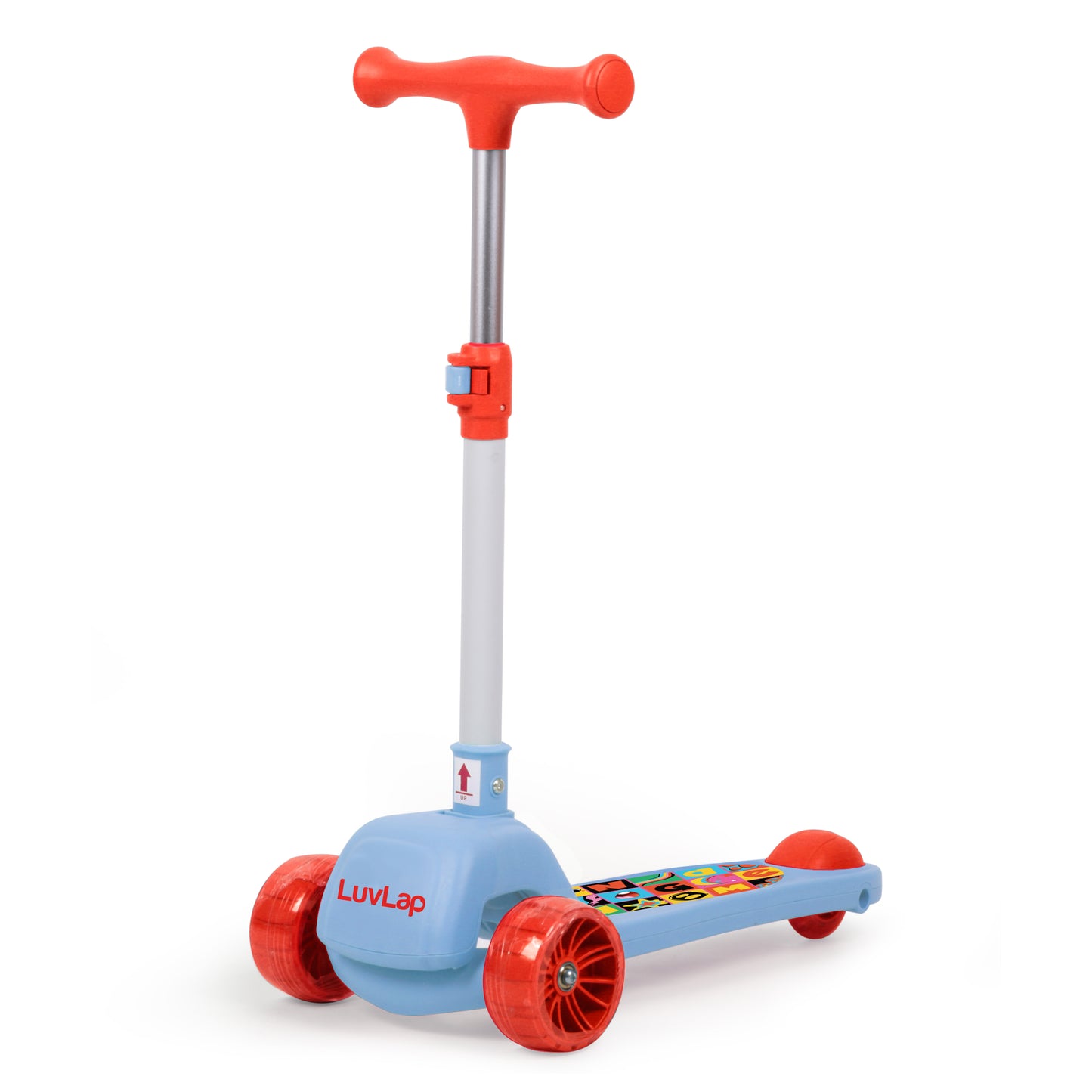 Elegant Scooter for Kids - Toddler 3-Wheel Kick Scooter with LED Lights | Stable Wide Deck for 3-10 Year, Blue & Red