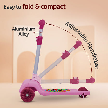 Elegant Scooter for Kids- Toddler 3-Wheel Kick Scooter with LED Lights | Stable Wide Deck for 3-10Year | Adjustable Height & Easy-Grip Handlebars | Fun Outdoor gear for Kids, Pink