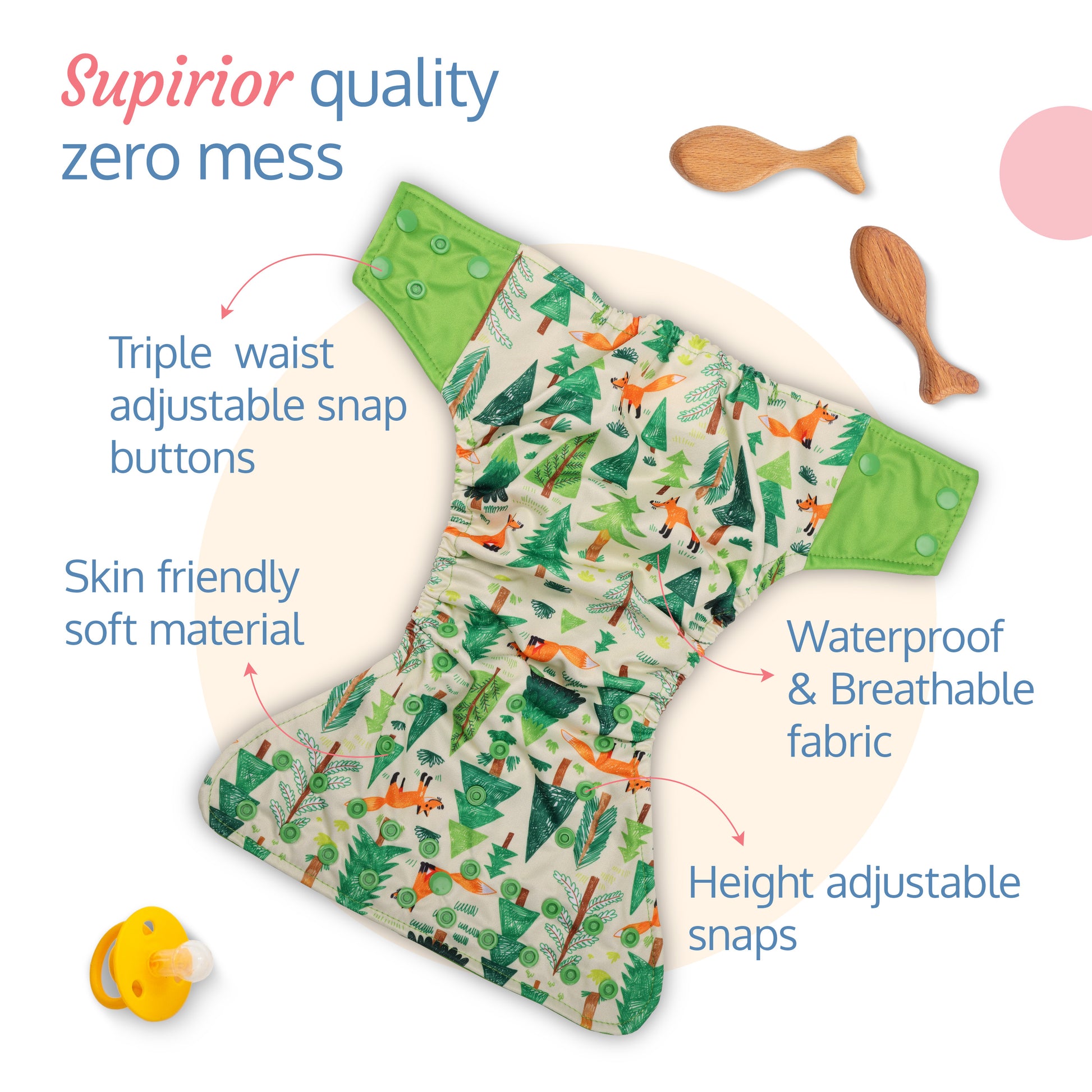 Luvlap Reusable Bamboo Charcoal Baby Cloth Diapers - 3m+ - Orange & green –  Luvlap Store