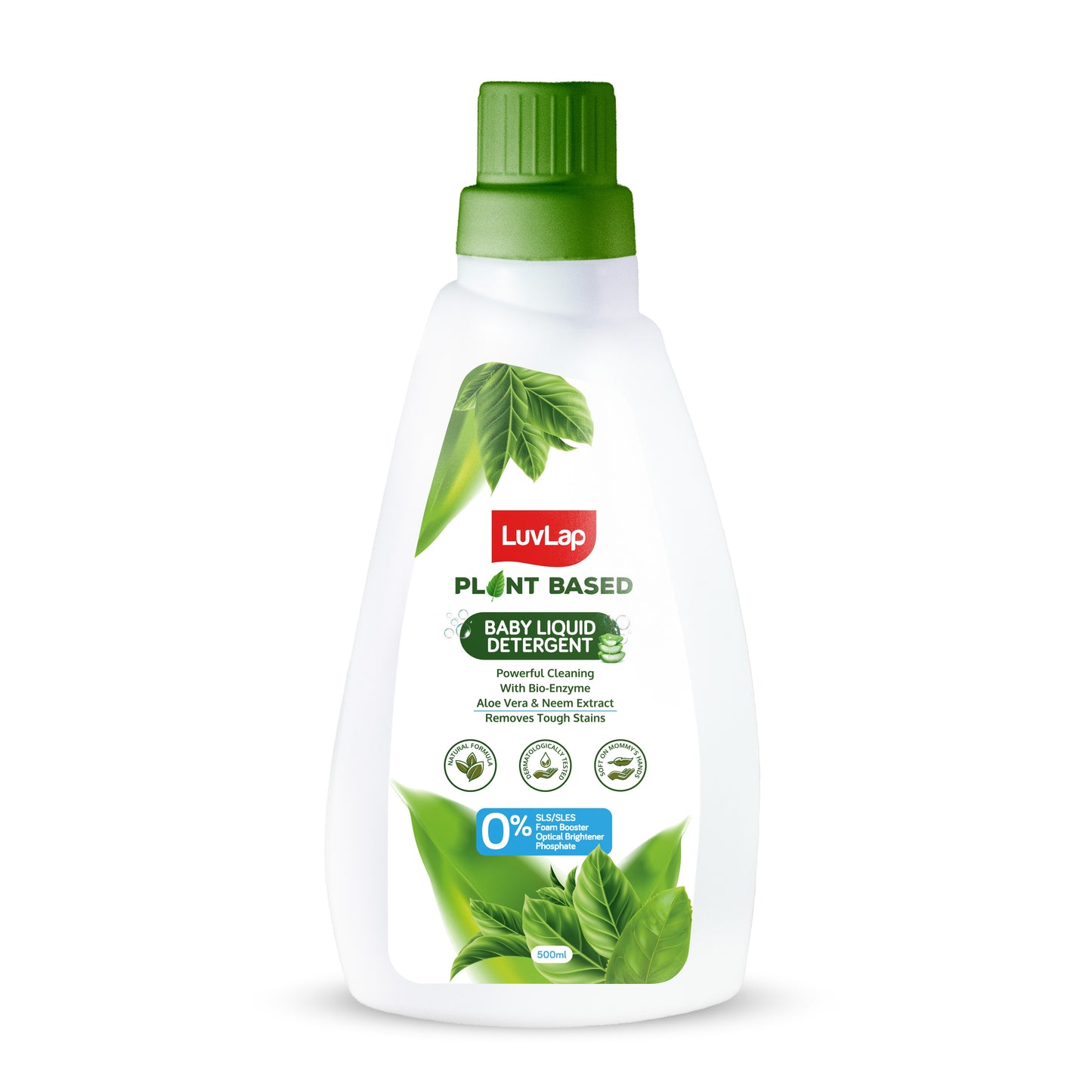 Plant Based Baby Laundry Detergent, 500ml, With Bio-Enzymes, Aloe Vera & Neem, Dermatologically Tested, Free From SLS/SLES, Phosphate & Bleach