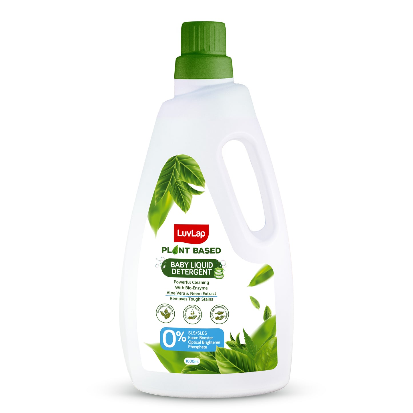 Plant Based Baby Laundry Detergent, 1000ml, With Bio-Enzymes, Aloe Vera & Neem, Dermatologically Tested, Free From SLS/SLES, Phosphate & Bleach