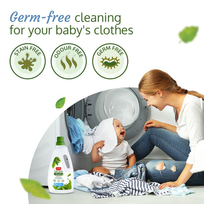 Plant Based Baby Laundry Detergent, 1000ml, With Bio-Enzymes, Aloe Vera & Neem, Dermatologically Tested, Free From SLS/SLES, Phosphate & Bleach