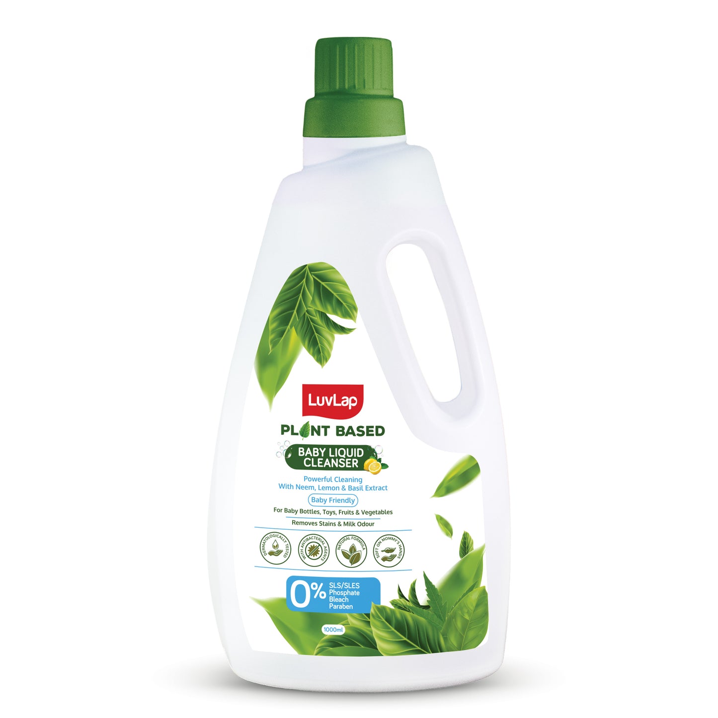 Plant Based Liquid Cleanser, 1000ml, With Neem, Lemon & Basil, For Feeding Accessories, Toys, Fruits & Vegetables, 100% Food Grade, Free From Bleach & SLS