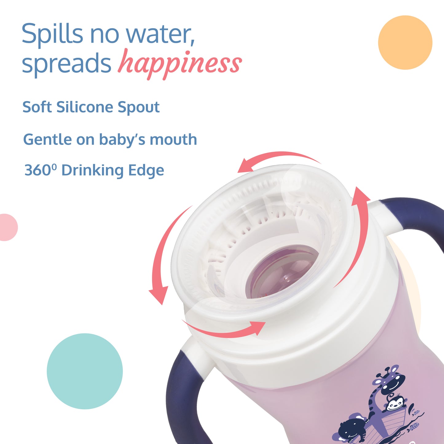 360° Soft Spout Baby Trainer Sipper - 240ml - Purple