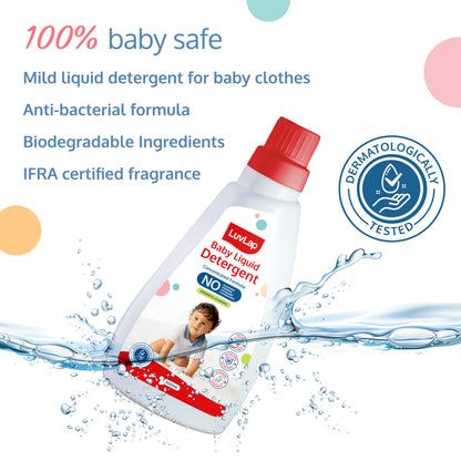 Baby Laundry Detergent,500ml, pH Balanced Dermatologically tested formula, No harsh chemicals, Safe for mommy's hands & baby's skin, Anti Bacterial, Enriched in Aloe Vera, Softens clothes