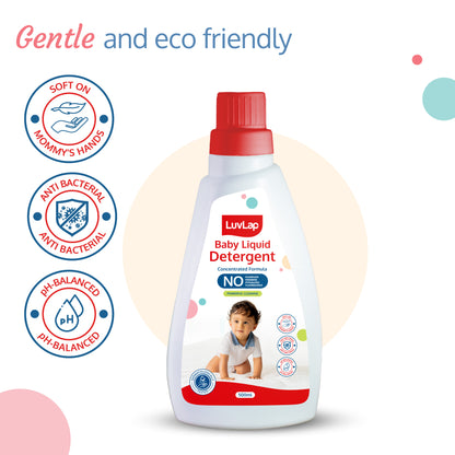 Baby Laundry Detergent,500ml, pH Balanced Dermatologically tested formula, No harsh chemicals, Safe for mommy's hands & baby's skin, Anti Bacterial, Enriched in Aloe Vera, Softens clothes
