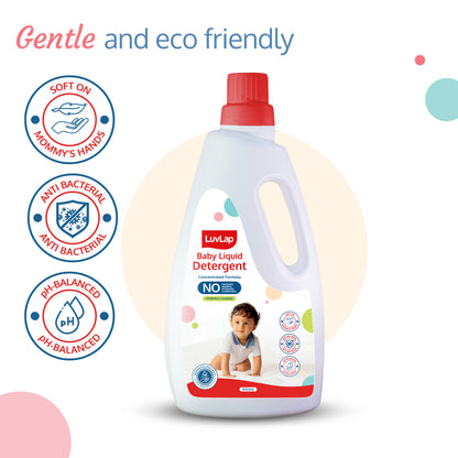 Baby Laundry Detergent 1000ml, pH Balanced Dermatologically tested formula, No harsh chemicals, Safe for mommy's hands & baby's skin, Anti Bacterial, Enriched in Aloe Vera, Softens clothes