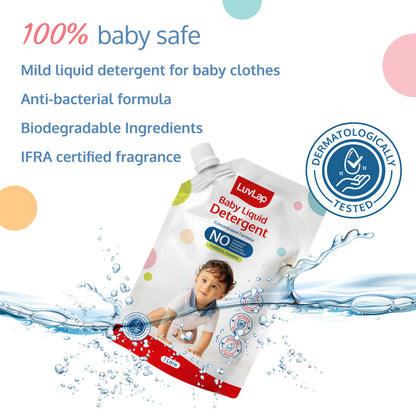 Baby Laundry Detergent Refill pack- 1000ml, pH Balanced Dermatologically tested formula, No harsh chemicals, Safe for mommy's hands & baby's skin, Anti Bacterial, Enriched in Aloe Vera