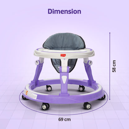 Elegant 360° Baby Walker 9+ Months | 3 Level Height Adjustment Walker/Advanced Baby Activity Walker, Purple