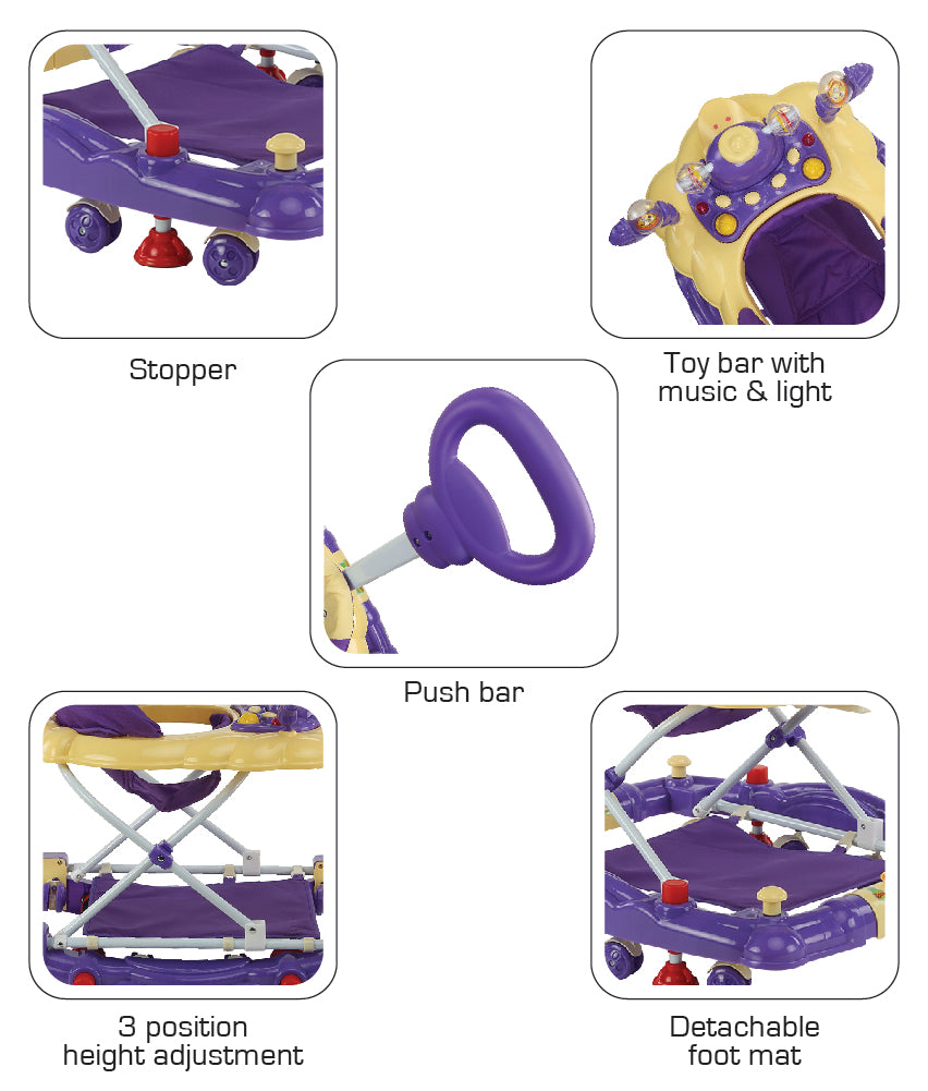 Comfy Baby Walker Cum Rocker, Purple