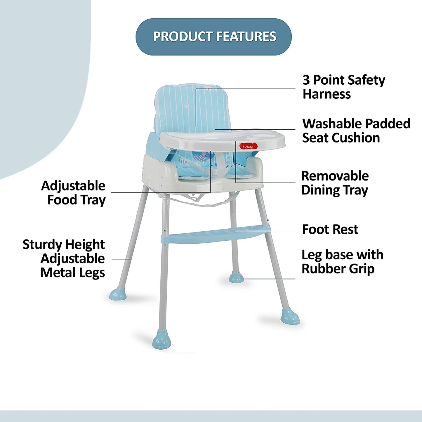 4-In-1 Baby High Chair, Blue