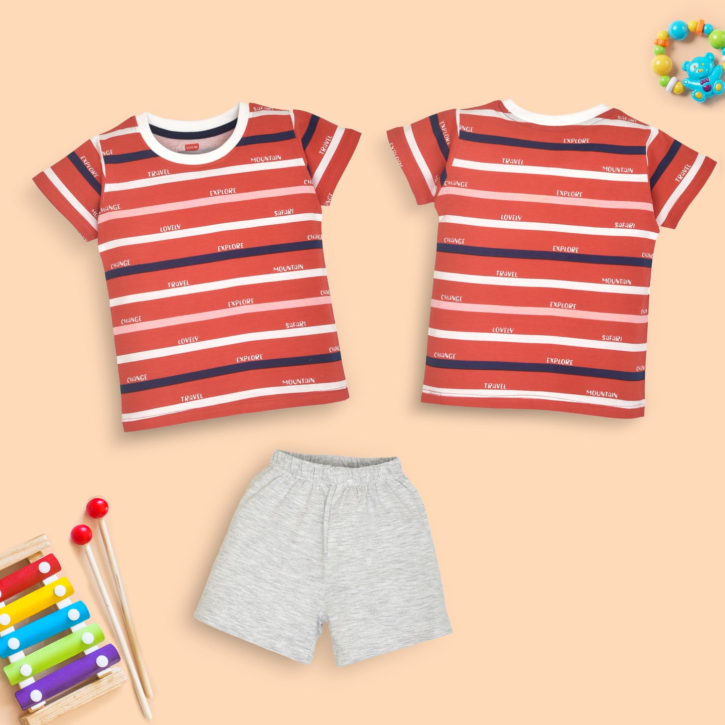 LuvLap Boys Cotton H/S T-Shirt Co-Ord Set