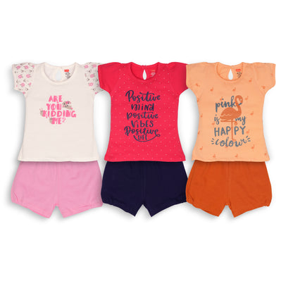 LuvLap Girls Cotton H/S Girls Top Co-Ord Set