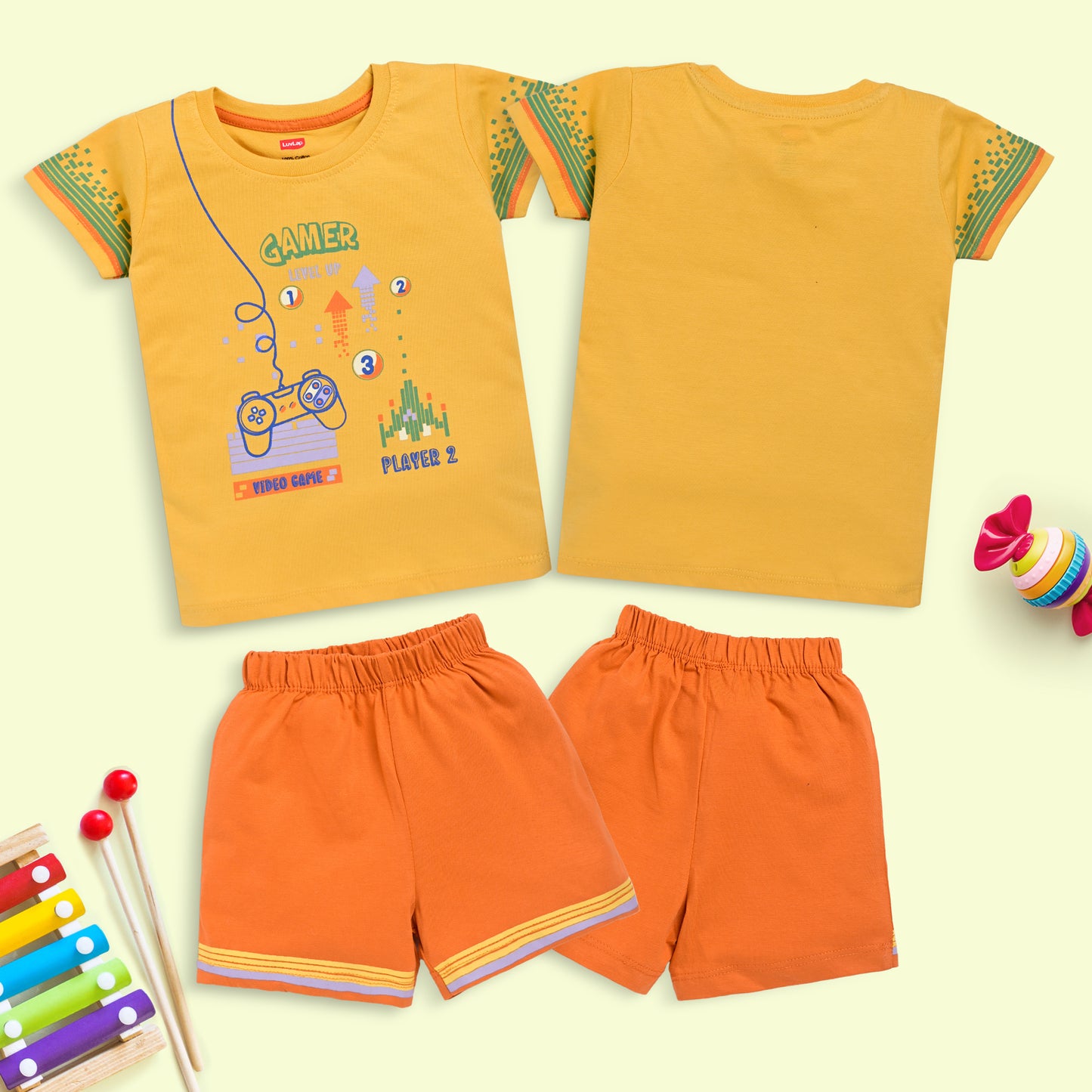 LuvLap Boys Cotton H/S T-Shirt Co-Ord Set