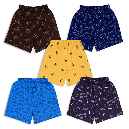 LuvLap Baby Boys & Baby Girls Pack Of 5 Regular Shorts 100% Cotton