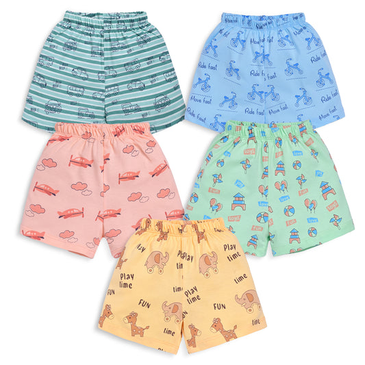 LuvLap Baby Boys & Baby Girls Pack Of 5 Regular Shorts 100% Cotton