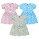 Baby Girls Pack Of 3 Half Sleeve Frock 100% Cotton