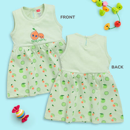 LuvLap Baby Girl 100% Cotton Sleeveless Girls Frock Pack Of 3, Sea Foam Green, Mango & Baby Pink