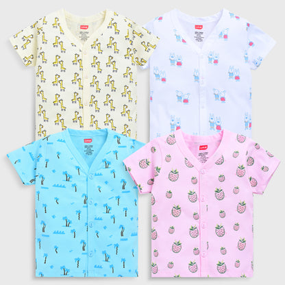 Baby Boys & Girls Regular Fit 100% Cotton Half Sleeves Jhabla Pack Of 4