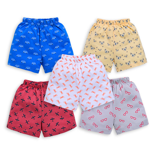 LuvLap Baby Boys & Baby Girls Pack Of 5 Regular Shorts 100% Cotton