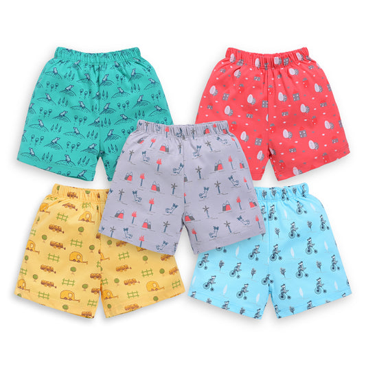 LuvLap Baby Boys & Baby Girls Pack Of 5 Regular Shorts 100% Cotton