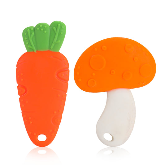 Baby Silicone Teether (Orange, White & Green)