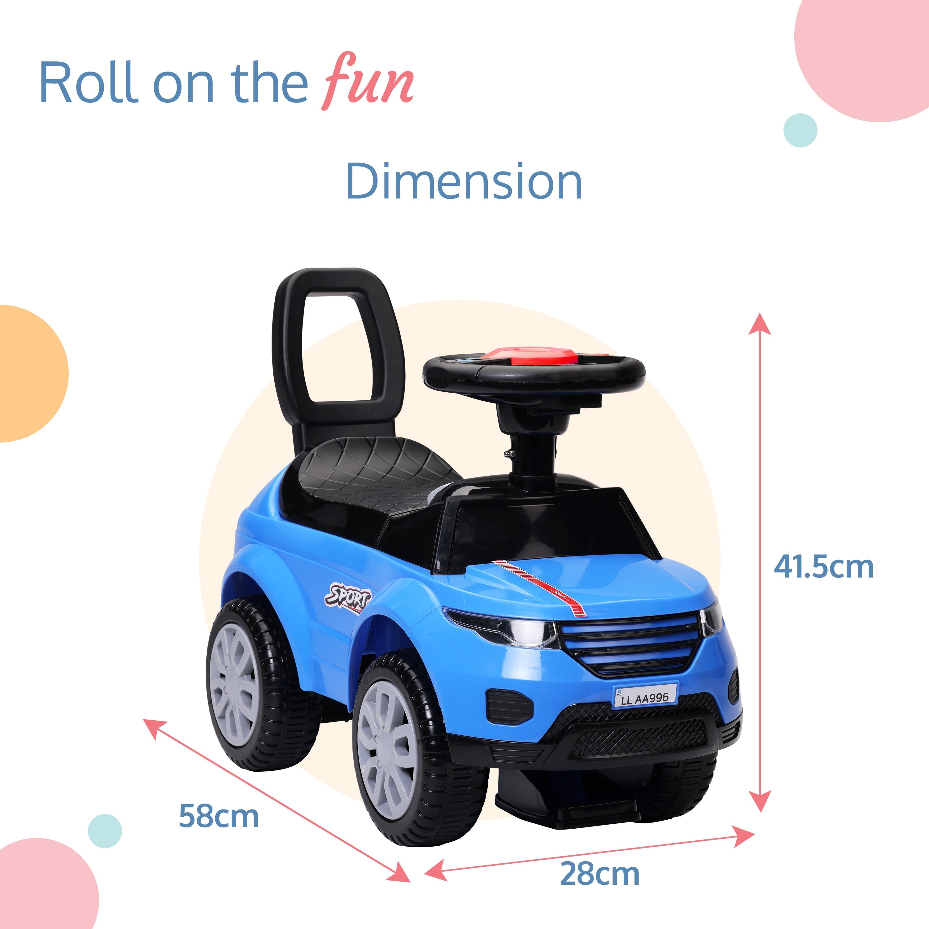 LuvLap Starlight Ride on Car for kids with Music Horn steering Push Car for baby with Backrest Safety guard Under Seat Storage Big Wheels Ride on for kids 1