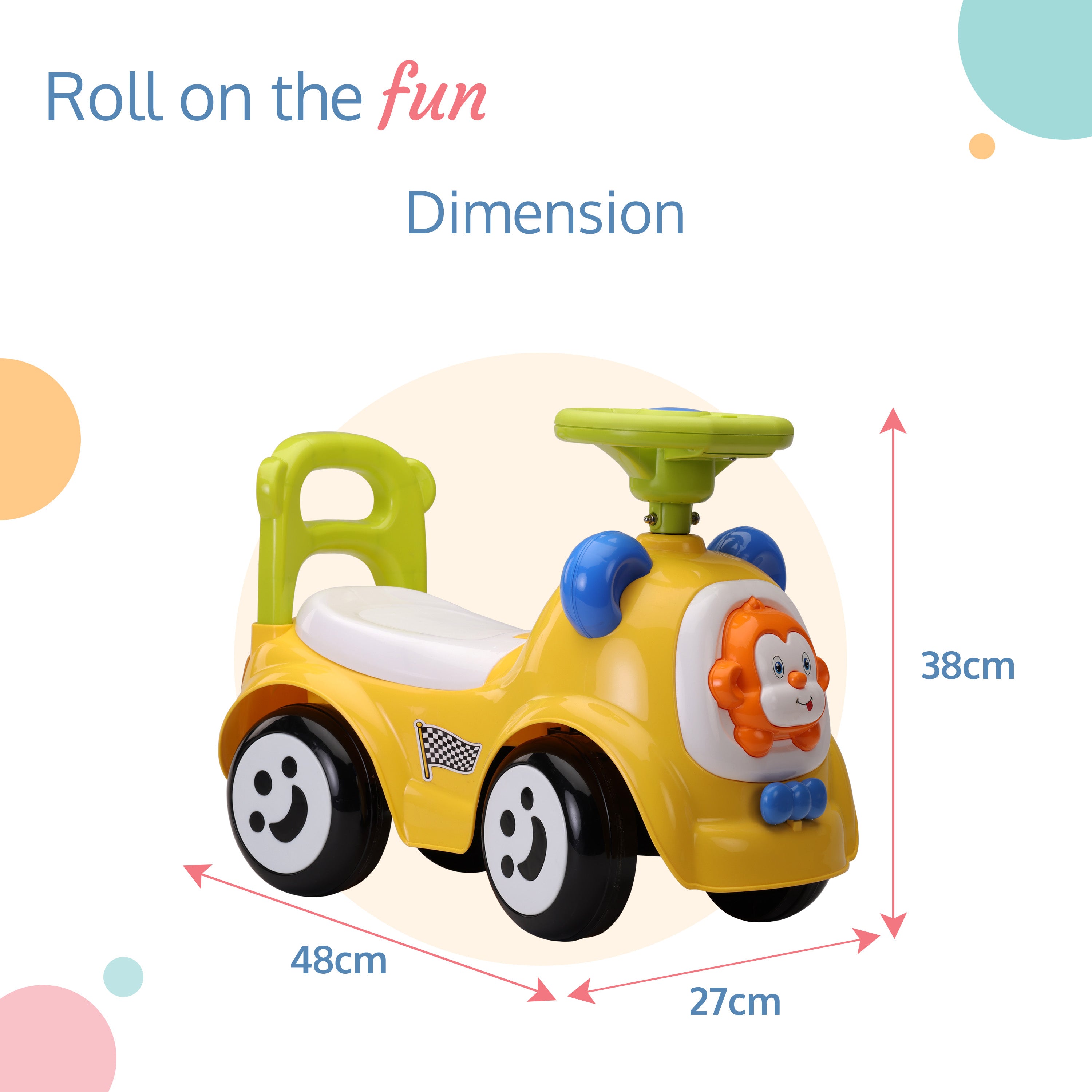 LuvLap Sunny Ride on Car for kids with Music Horn steering Push Car for baby with Backrest Safety guard Under Seat Storage Big Wheels Ride on for kids 1