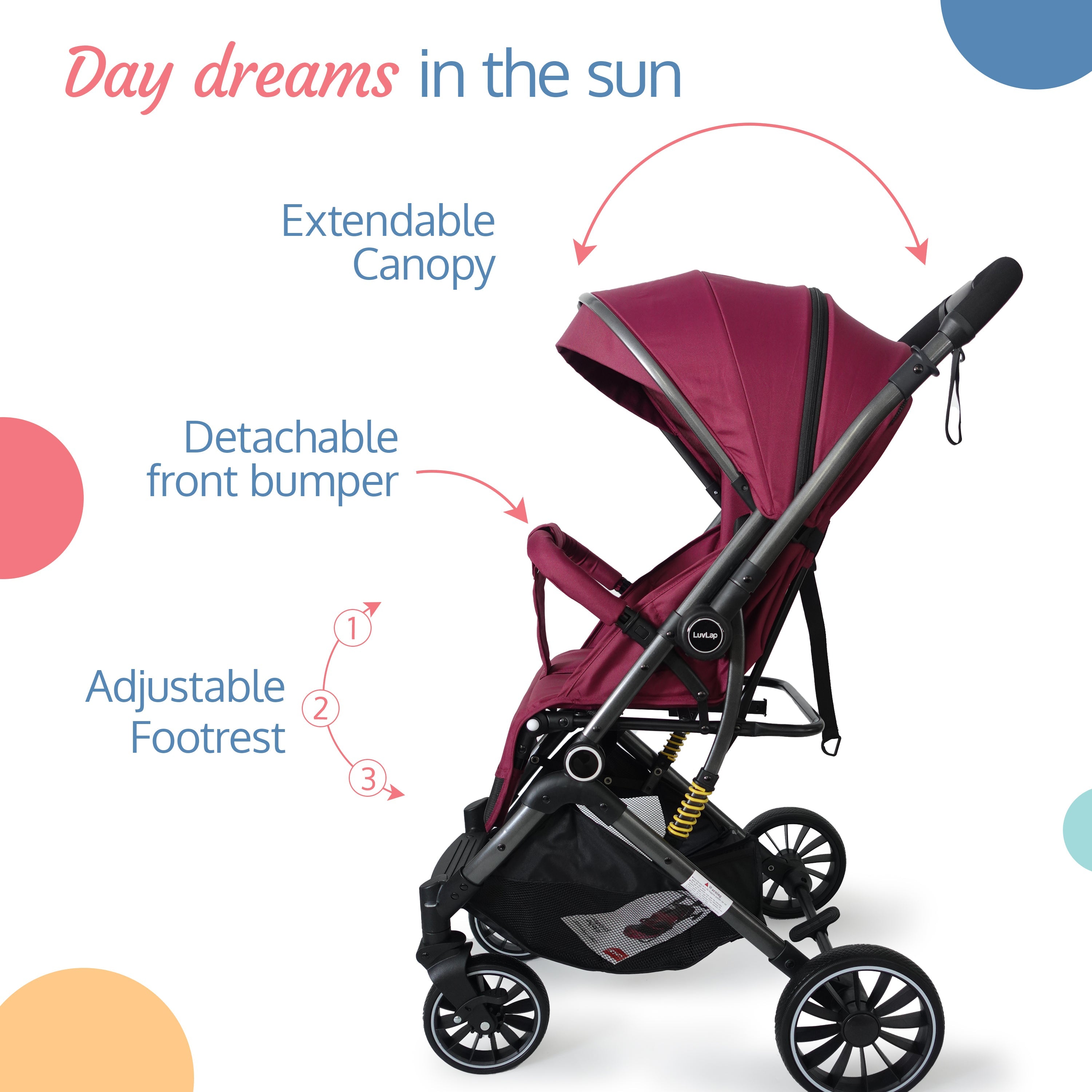 Stroller with store extended canopy