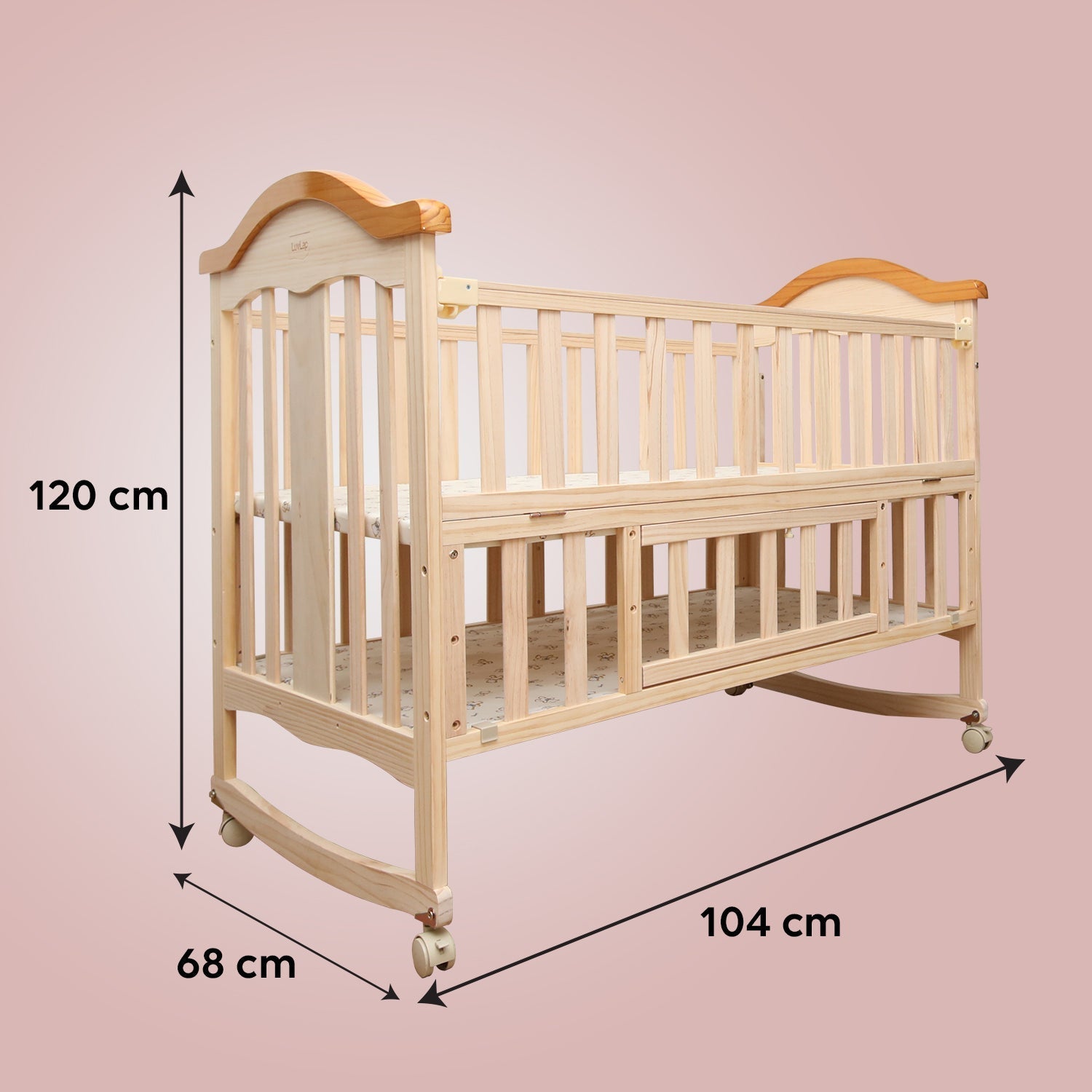 Baby wooden on sale cot with swing