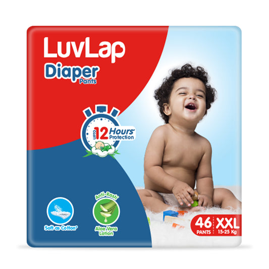 Diaper Pants XXL, 15-25kg, 46 Count, Baby Diaper Pants, with Aloe Vera Lotion for Rash Protection, upto 12 Hour protection