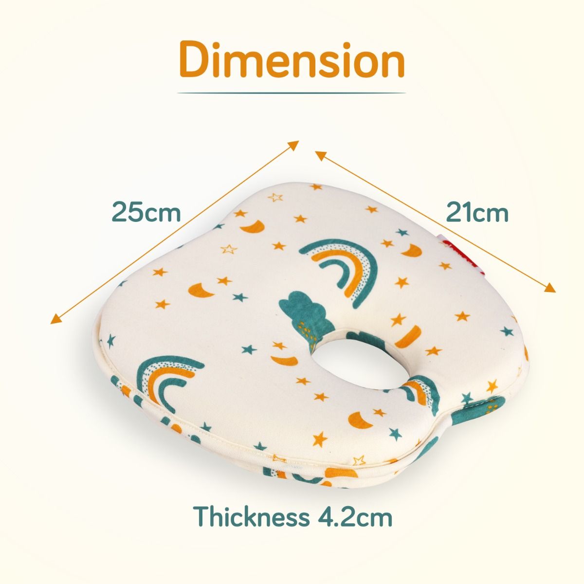 LuvLap Memory Foam Baby Head Shaping Pillow Baby Pillow for Preventing Flat Head Syndrome 24 cm X 21 cm X 4 cm 0m Apple Shape Rainbow Print Teal Luvlap Store